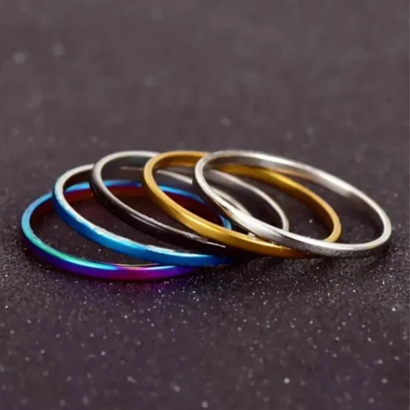 5 Band Multi Colored Stackable Rings - Picture 2 of 2